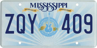 MS license plate ZQY409