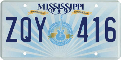 MS license plate ZQY416