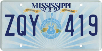 MS license plate ZQY419