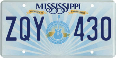 MS license plate ZQY430