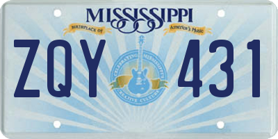 MS license plate ZQY431