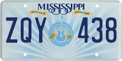 MS license plate ZQY438