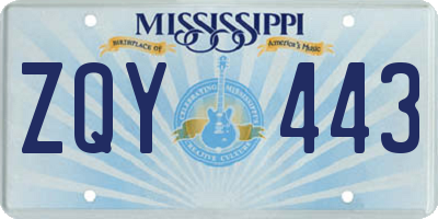 MS license plate ZQY443