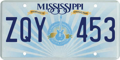 MS license plate ZQY453