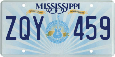 MS license plate ZQY459