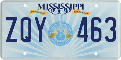 MS license plate ZQY463
