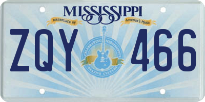 MS license plate ZQY466