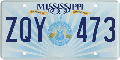 MS license plate ZQY473