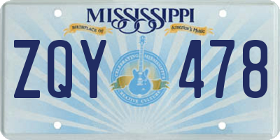 MS license plate ZQY478