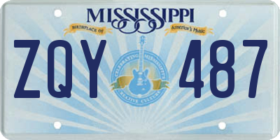MS license plate ZQY487