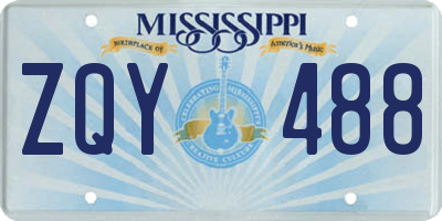 MS license plate ZQY488