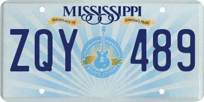 MS license plate ZQY489