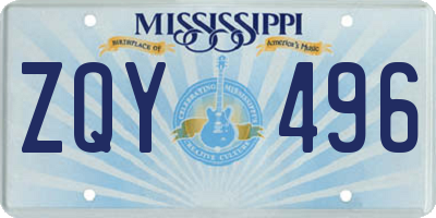 MS license plate ZQY496