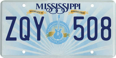 MS license plate ZQY508