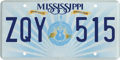 MS license plate ZQY515