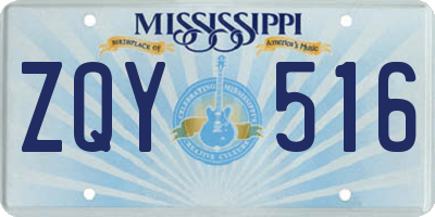 MS license plate ZQY516