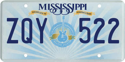MS license plate ZQY522