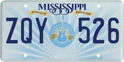 MS license plate ZQY526