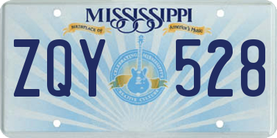 MS license plate ZQY528