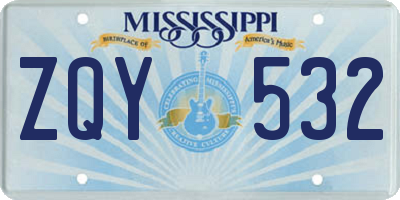 MS license plate ZQY532