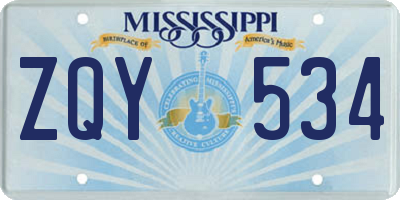 MS license plate ZQY534