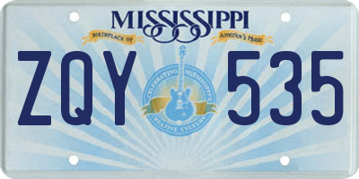 MS license plate ZQY535