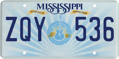 MS license plate ZQY536