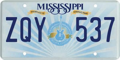 MS license plate ZQY537