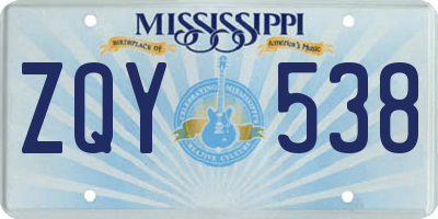 MS license plate ZQY538