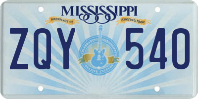 MS license plate ZQY540