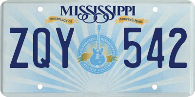 MS license plate ZQY542