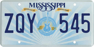 MS license plate ZQY545