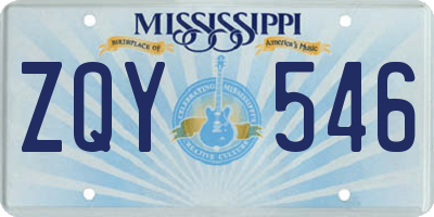 MS license plate ZQY546