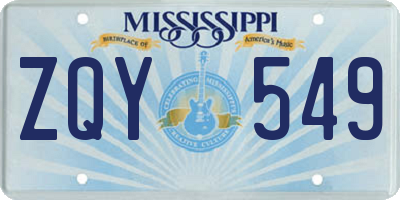 MS license plate ZQY549