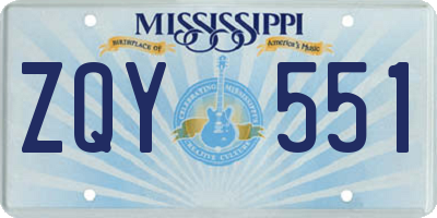 MS license plate ZQY551