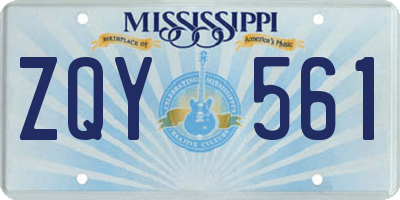 MS license plate ZQY561
