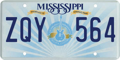 MS license plate ZQY564