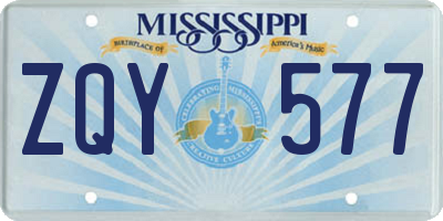 MS license plate ZQY577