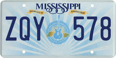 MS license plate ZQY578
