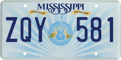 MS license plate ZQY581