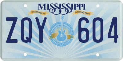 MS license plate ZQY604
