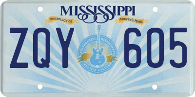 MS license plate ZQY605