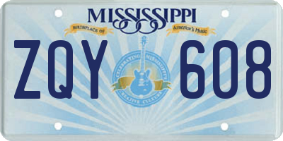 MS license plate ZQY608