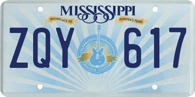 MS license plate ZQY617