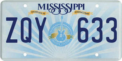 MS license plate ZQY633