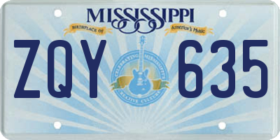 MS license plate ZQY635
