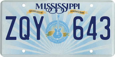 MS license plate ZQY643