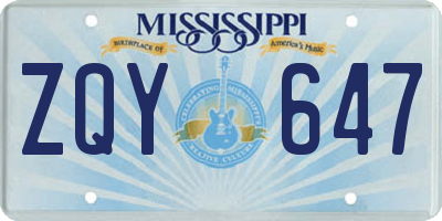 MS license plate ZQY647