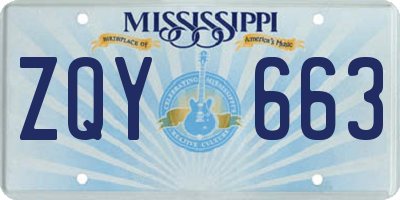 MS license plate ZQY663