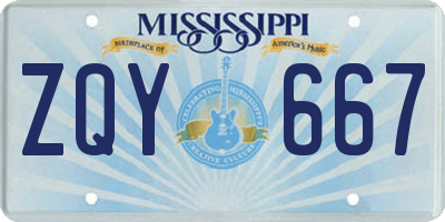 MS license plate ZQY667